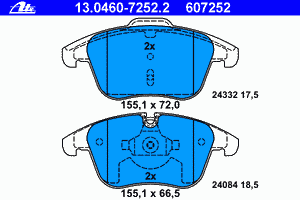 Комплект тормозных колодок, дисковый тормоз 13.0460-7252.2 Ate