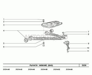 Рычаг передней подвески нижний левый 21214290402100 Автоваз