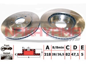 Торм.диск передн. Chrysler Pacifica 04- 318x5 q4522 Nakayama