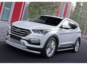 Защита переднего бампера d57+d42 + комплект крепежа, RIVAL, Hyundai Santa Fe Premium 2015-2016/Hyund r2309001 Rival