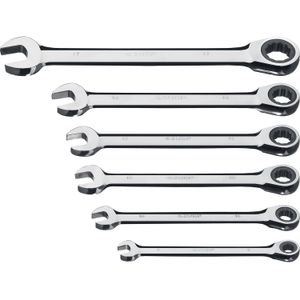 ЗУБР  6 шт, 8 - 17 мм, набор комбинированных трещоточных гаечных ключей, Профессионал (27074-H6)