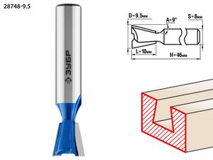 ЗУБР  9.5 x 10 мм, угол 9°, фреза пазовая фасонная "Ласточкин Хвост", Профессионал (28748-9.5)