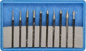 ЗУБР  10 шт, хвостовик d 3 мм, Р 150 - 180, набор алмазных мини-насадок для гравера, Профессионал (33383-H10)