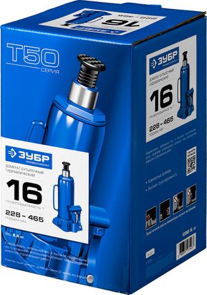 ЗУБР  16 т, 228 - 465 мм, бутылочный гидравлический домкрат, Профессионал (43060-16)