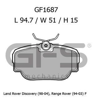 КОЛОДКИ ТОРМОЗНЫЕ ДИСКОВЫЕ ПЕРЕДНИЕ gf1687 Gfs