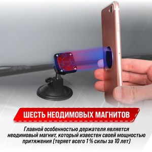 Держатель телефона на лобовое стекло/панель магнитный SKYWAY