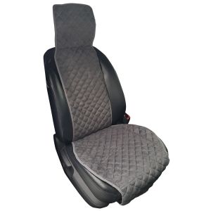Накидка сиденья алькантара SKYWAY EXPENSIV Серая (строчка белая) 1 шт