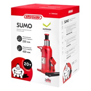 Домкрат гидравлический бутылочный SKYWAY SUMO 20т h 220-420мм в коробке+сумка