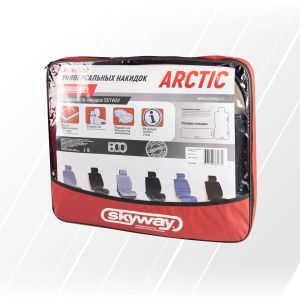 Накидка сиденья меховая искусственная мутон 2 предм. SKYWAY ARCTIC Черный Полоска