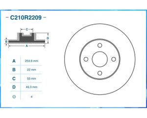 Тормозной диск передний C210R2209 Cworks