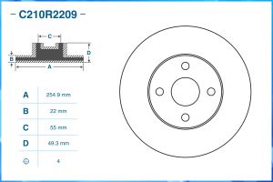 Тормозной диск передний C210R2209 Cworks