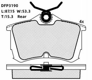 Колодки тормозные задние дисковые к-кт для Honda Accord VI 1998-2002 DFP3190 Double Force