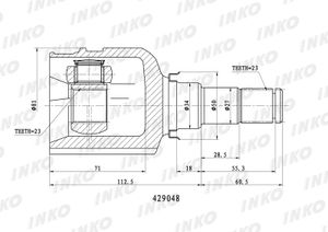 Шрус внутренний Toyota ZZE12# ZRE15# AZT220/25 ZZT220/250 -09/01 429048 Inko