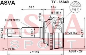 Шарнирный комплект TY35A48 Asva