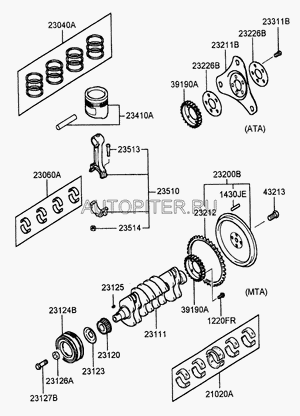 Шатун двигателя HYUNDAI ACCENT (ТагАЗ) DOHC/SOHC /ELANTRA 04-06 1,6 2351026001 Hyundai-Kia