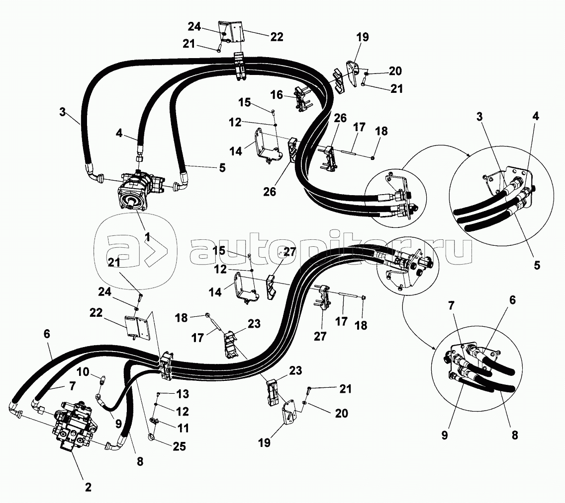 Hydraulic system, drum (PD) Traction control, dual speed