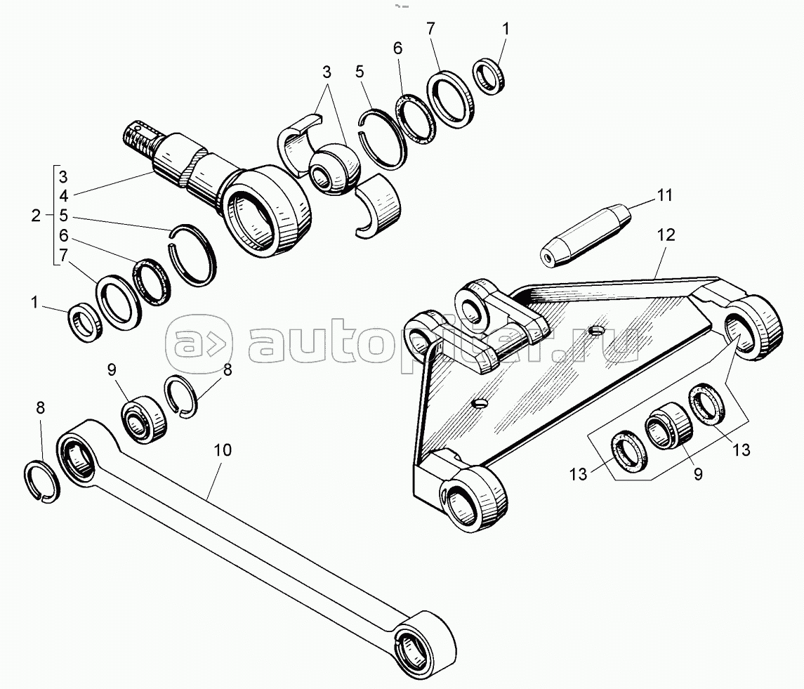 Вилка и штанга задней подвески (75406-2900002);Fork and rod of rear suspension