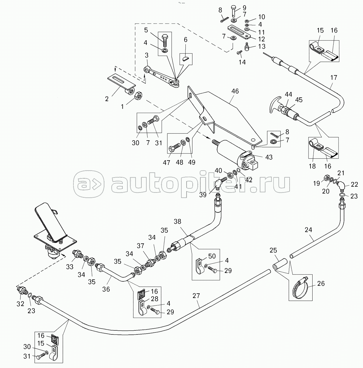 Привод управления подачей топлива на самосвале БелАЗ-7540С (7540С-1100015);Control drive of fuel supply of dump truck BELAZ-7540C
