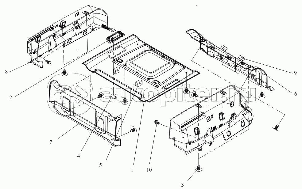 Блок облицовки крышки (I, высокая крышка, без окна крышки)