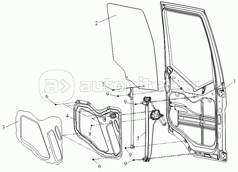 Передняя дверь (с электрическим стеклоподъемником)