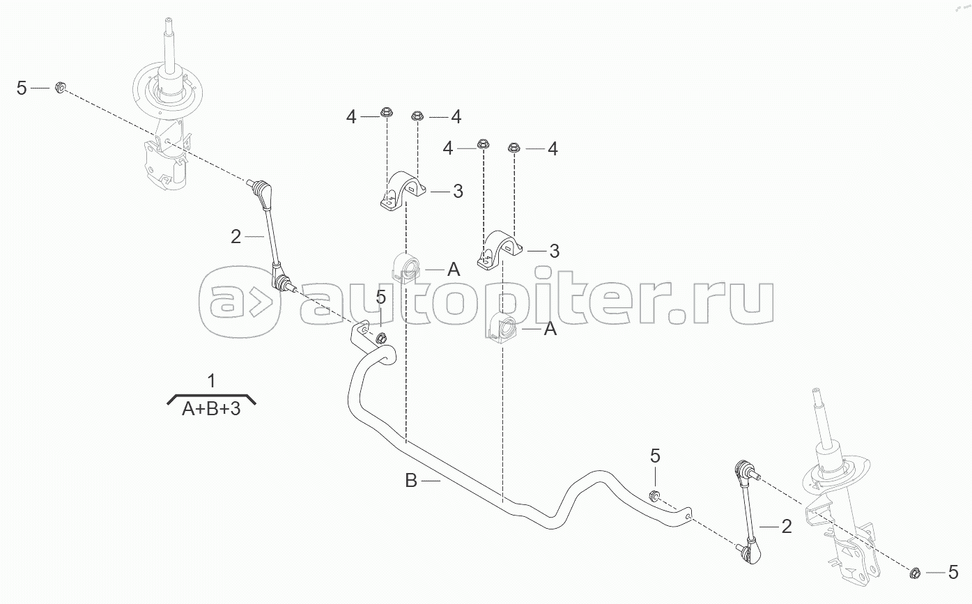 Передний поперечный стабилизатор поперечной устойчивости в сборе