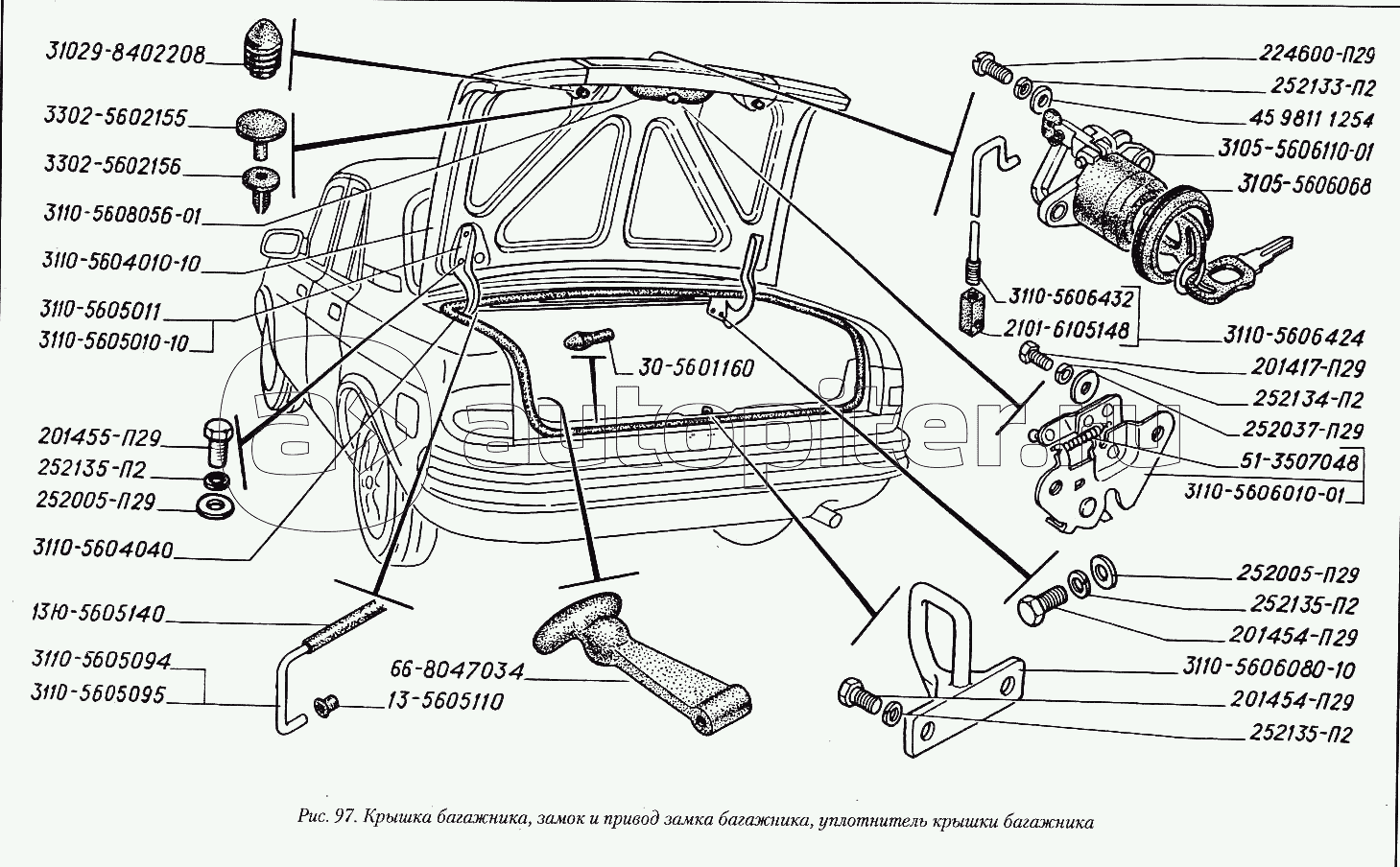 Уплотнитель багажника газ 3110