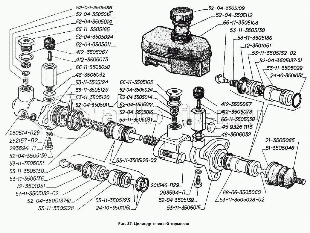 Главный цилиндр сцепления газ 3307 схема