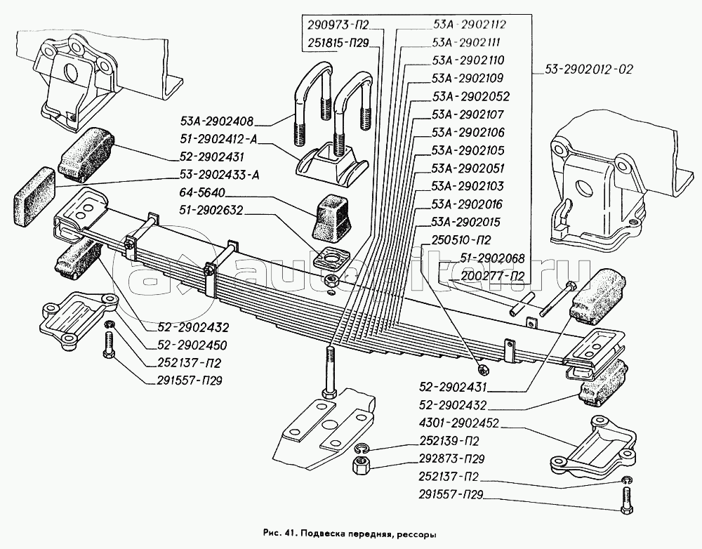 Схема рессоры газ 53