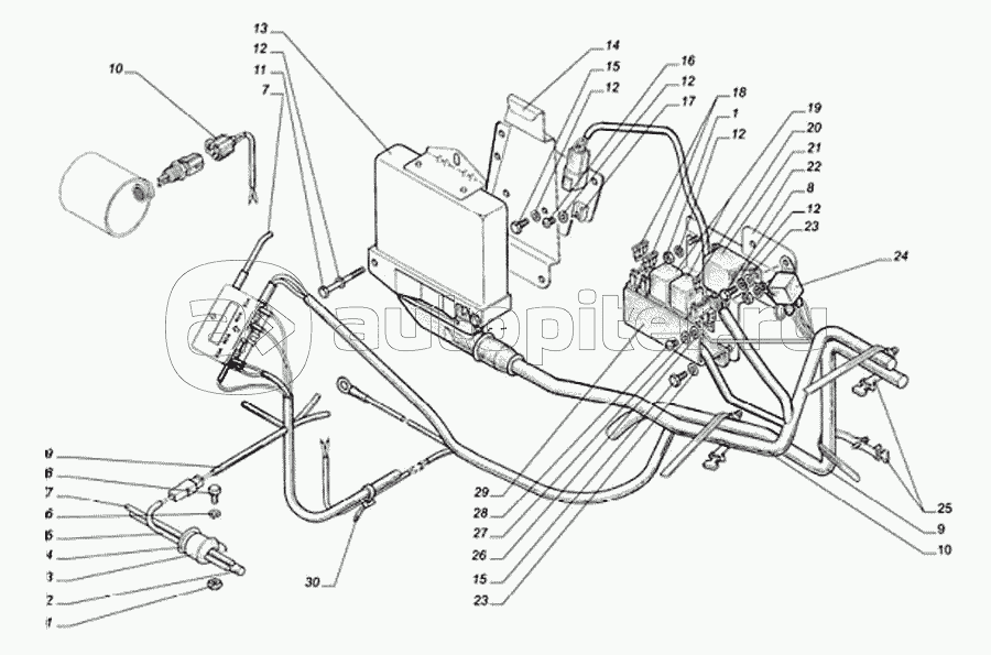 Блок управления двигателем, реле, предохранители, жгуты и провода системы управления двигателем