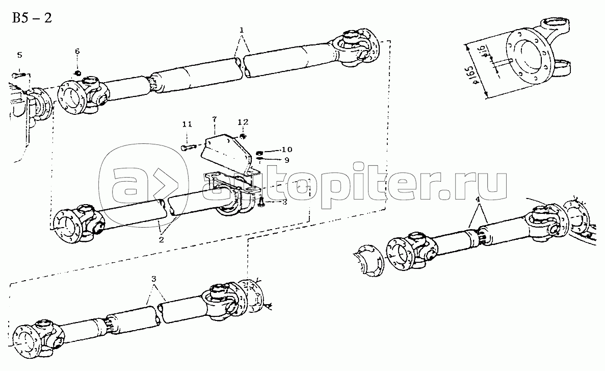 6x4, 8x4 PROPELLER SHAFTS 371/B30/8x4(Ф180 Plane flange) (B5-2-4)