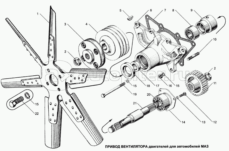 Ямз 236 схема привод вентилятора