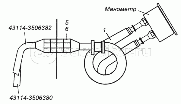Установка трубопроводов к манометру 43114-3830001
