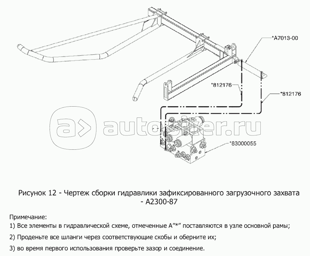 Чертеж сборки гидравлики зафиксированного загрузочного захвата-A2300-87