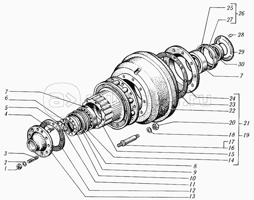 Ступицы дисковых колес заднего (среднего) моста