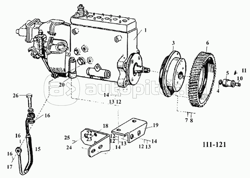 Топливный насос высокого давления в сборе с регулятором числа оборотов двигателя D10TSLL-160E2