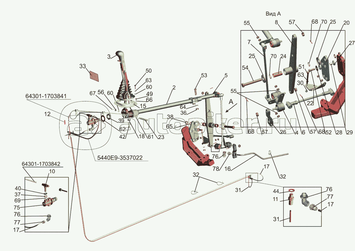 Рычаг кпп маз схема