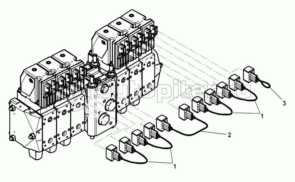 Auxiliary Distributors Harness - With 6 Distributors - Without Front Linkage