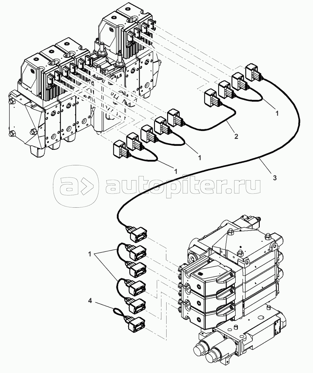 Auxiliary Distributors Harness - With 5 Distributors - With Front Quick Couplers