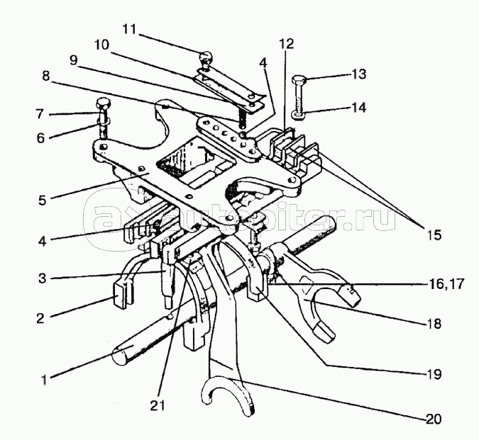 Механизм управления синхронизированной КП, корпус вилок