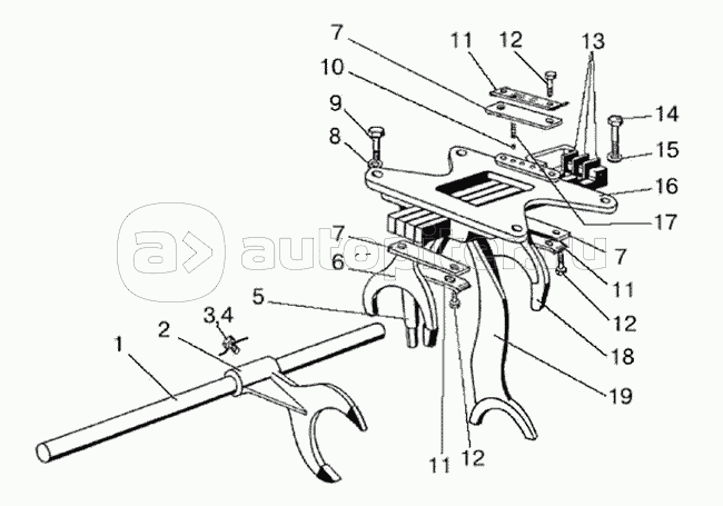 Механизм управления механической КП, корпус вилок