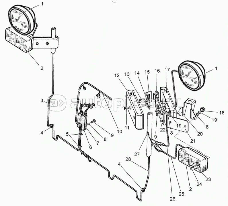 Установка фонарей передних и фар дорожных