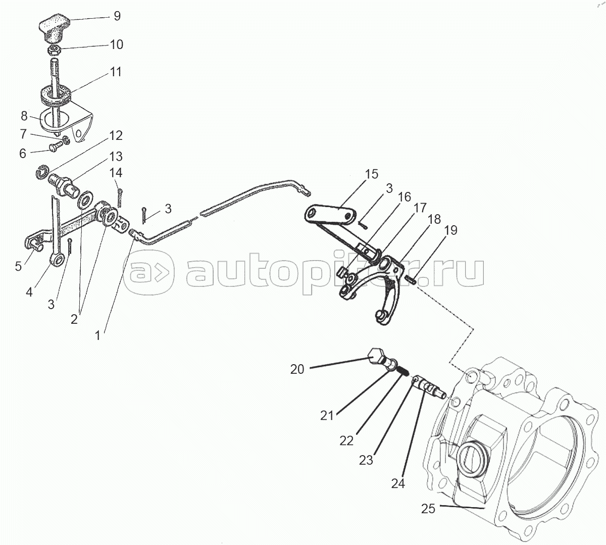 Управление блокировкой дифференциала 220-2411010-01. Корпус тормоза 320-3502020-01.