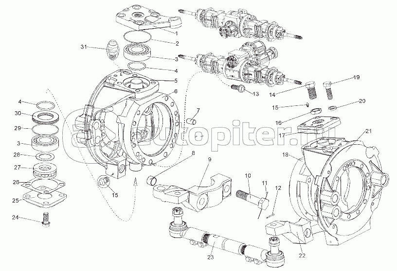 Установка поворотного устройства передних мостов