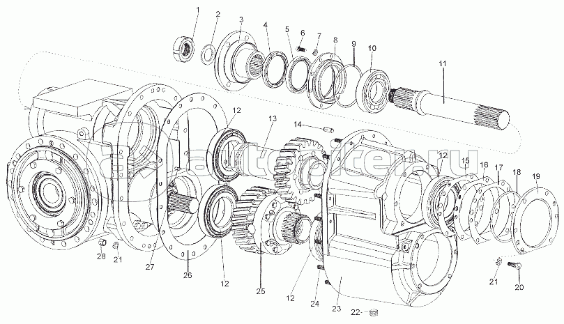 Установка межосевого дифференциала редукторов 652712-2322010, 7402-2322010