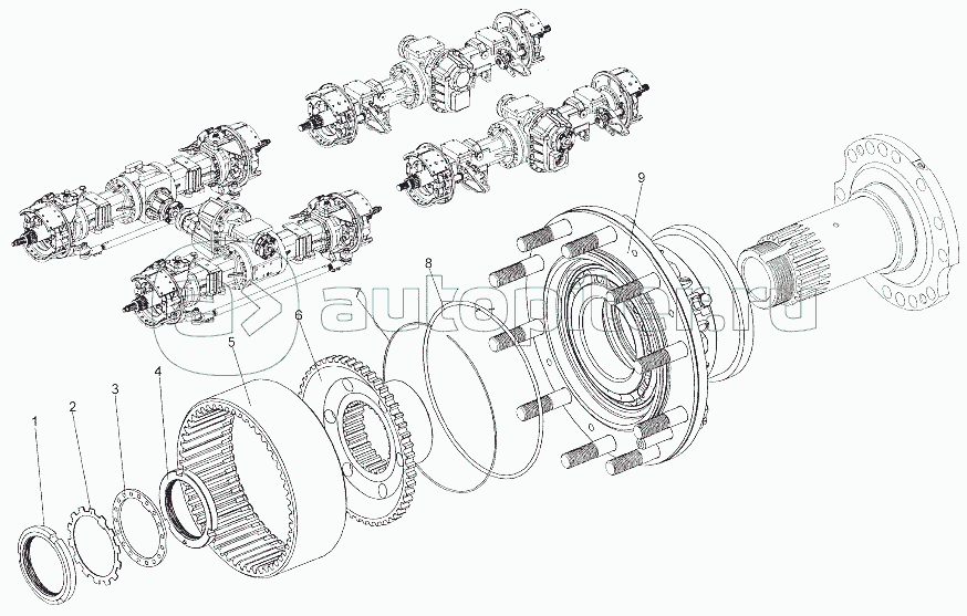 Установка ступицы передних и задних мостов