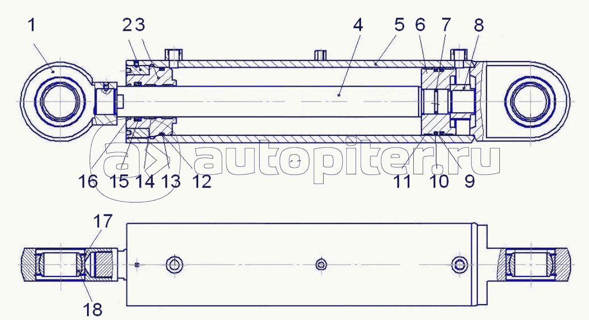Гидроцилиндр подъема бульдозера ЦГ-125.56х450.11 (ДЗ-122А.08.02.000-01)