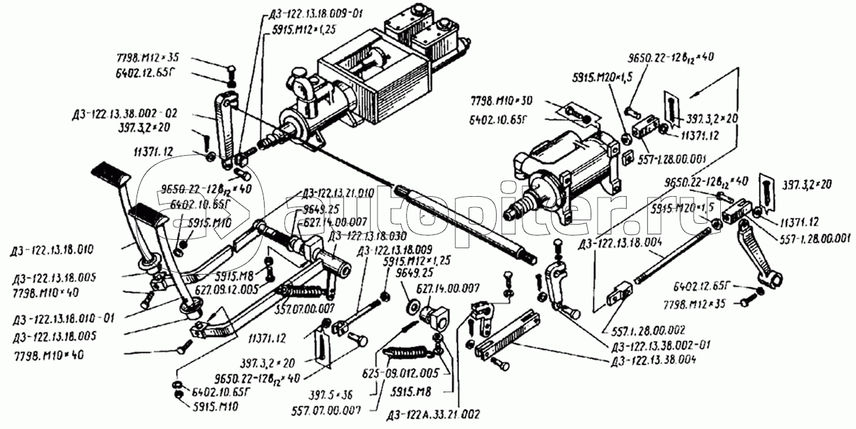Привод тормоза и муфты сцепления ДЗ-122А.33.21.000