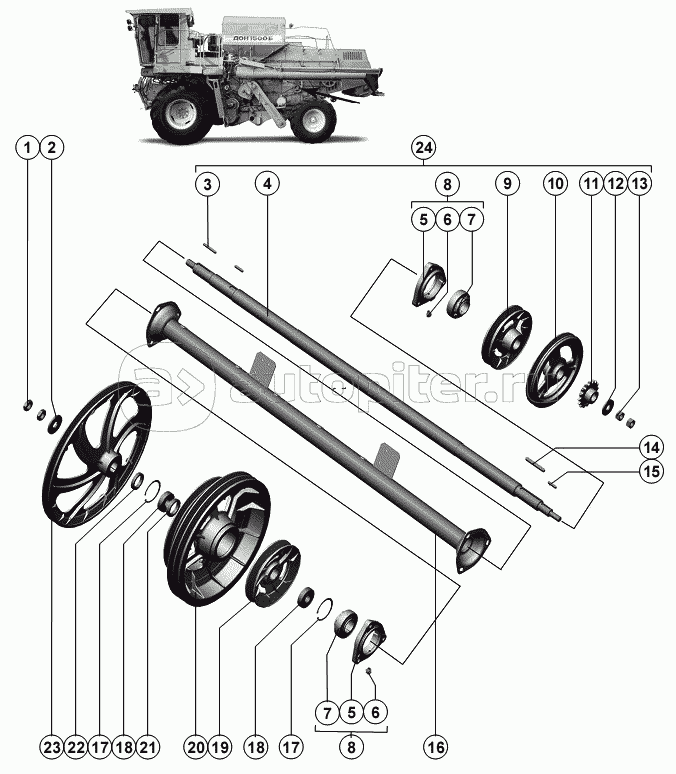Подшипники дон 1500б. Шкив заднего контрпривода Дон 1500б. Вал заднего контрпривода Дон 1500б. Шпонка отбойного битера Дон-1500б. Контрпривод барабана Дон 1500б.
