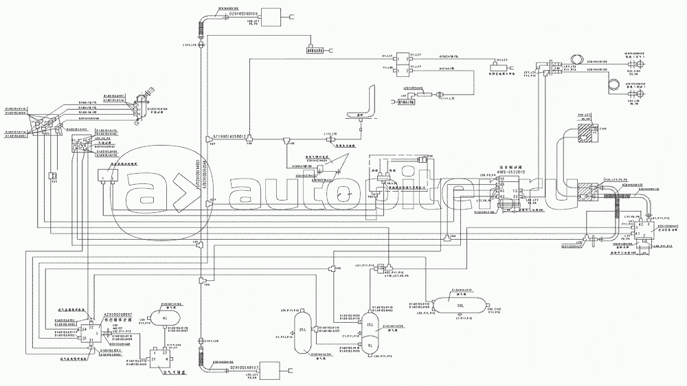 Схема тормозной системы для бортовых автомобилей 4х2
