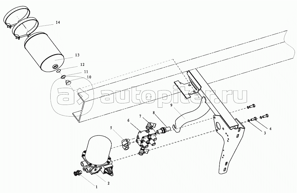 Влагоотделитель, четырехконтурный предохранительный клапан, баллоны